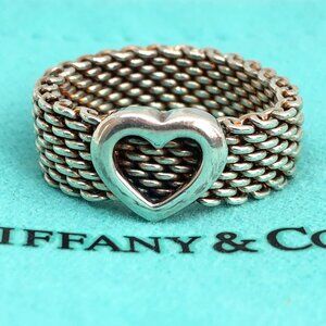Tiffany & Co Somerset Mesh Heart Sterling Silver 925 Ring